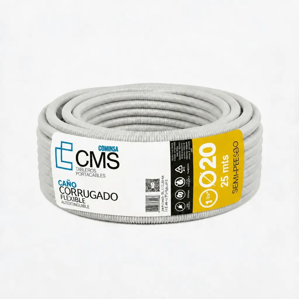 CMS CAÑO CORRUGADO SEMI-PESADO 20 mm Gris Claro 25m