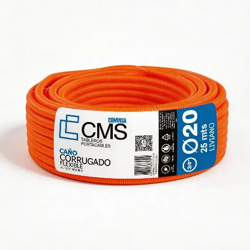 [PL-CCL-20-NA] CMS CAÑO CORRUGADO LIVIANO  20mm Naranja 25m