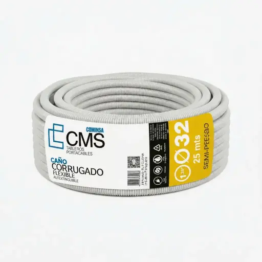 [PL-CCS-32-NA] CMS CAÑO CORRUGADO SEMI-PESADO 32 mm Gris Claro 25m