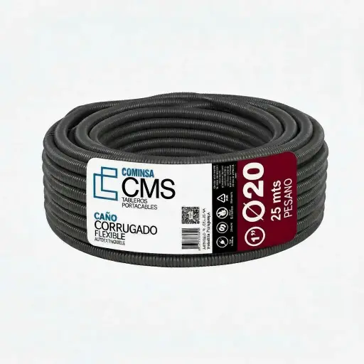 [PL-CCP-20-NA] CMS CAÑO CORRUGADO PESADO 20 mm Gris Oscuro 25m